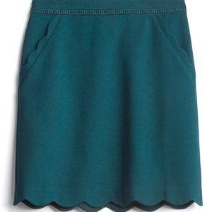 Teal Scallop Hem Pencil Skirt